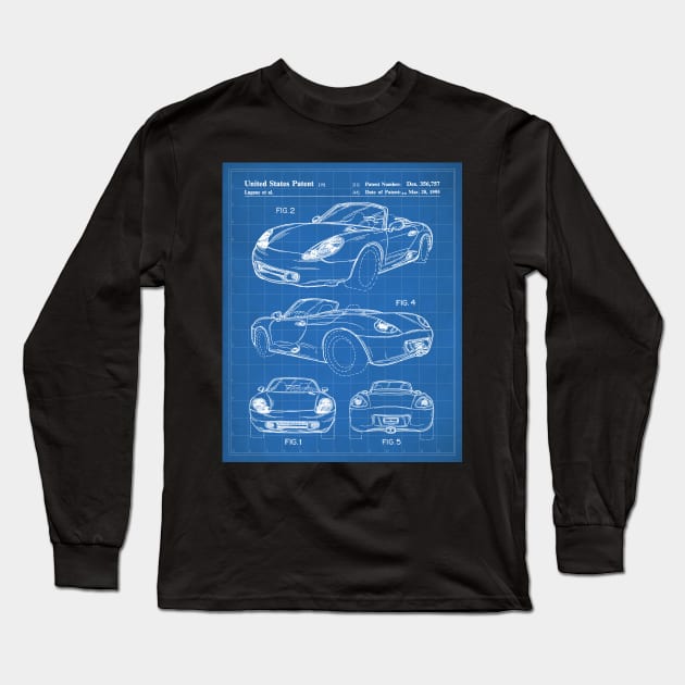 Supercar Sports Car Patent - Car Lover Classic Car Art - Blueprint Long Sleeve T-Shirt by patentpress